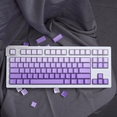 Gradient Purple Top / Side Legends 104+21 Full PBT Dye Sublimation Keycaps Set for Cherry MX Mechanical Gaming Keyboard